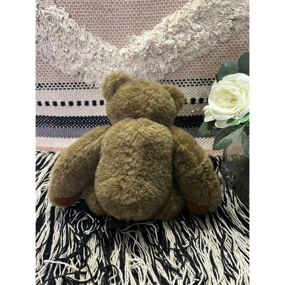 Gund 1983 Dark Brown Jointed Teddy Bear w/ Red Bow 14” - Picture 3 of 7